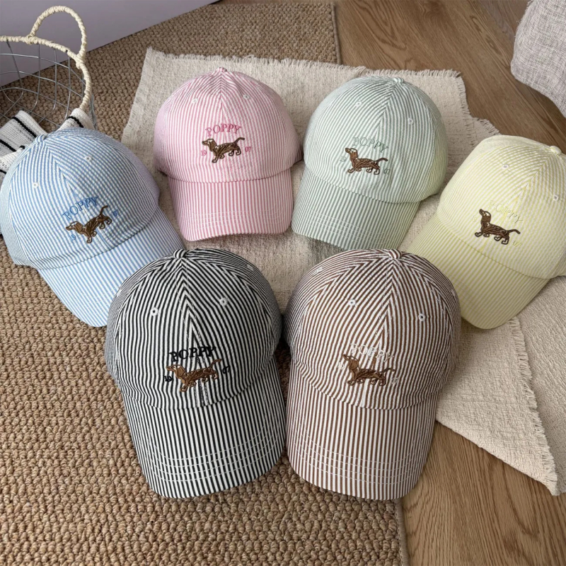 Halo studio พร้อมส่ง🔥หมวกเบสบอลปักลายลูกสุนัขน่ารัก ช่วยให้ใบหน้าดูเล็กลง