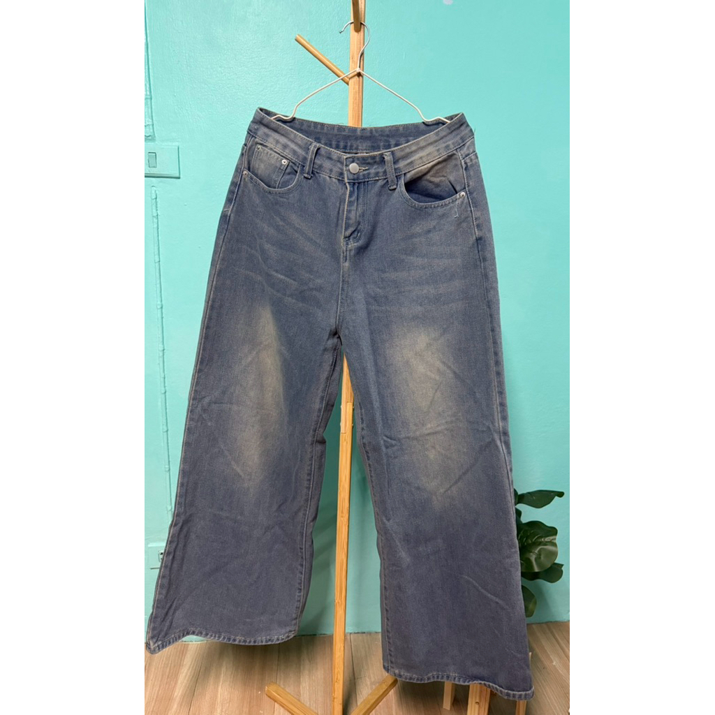 กางเกง Baggy jeans สีเเต่งเฟดสนิม