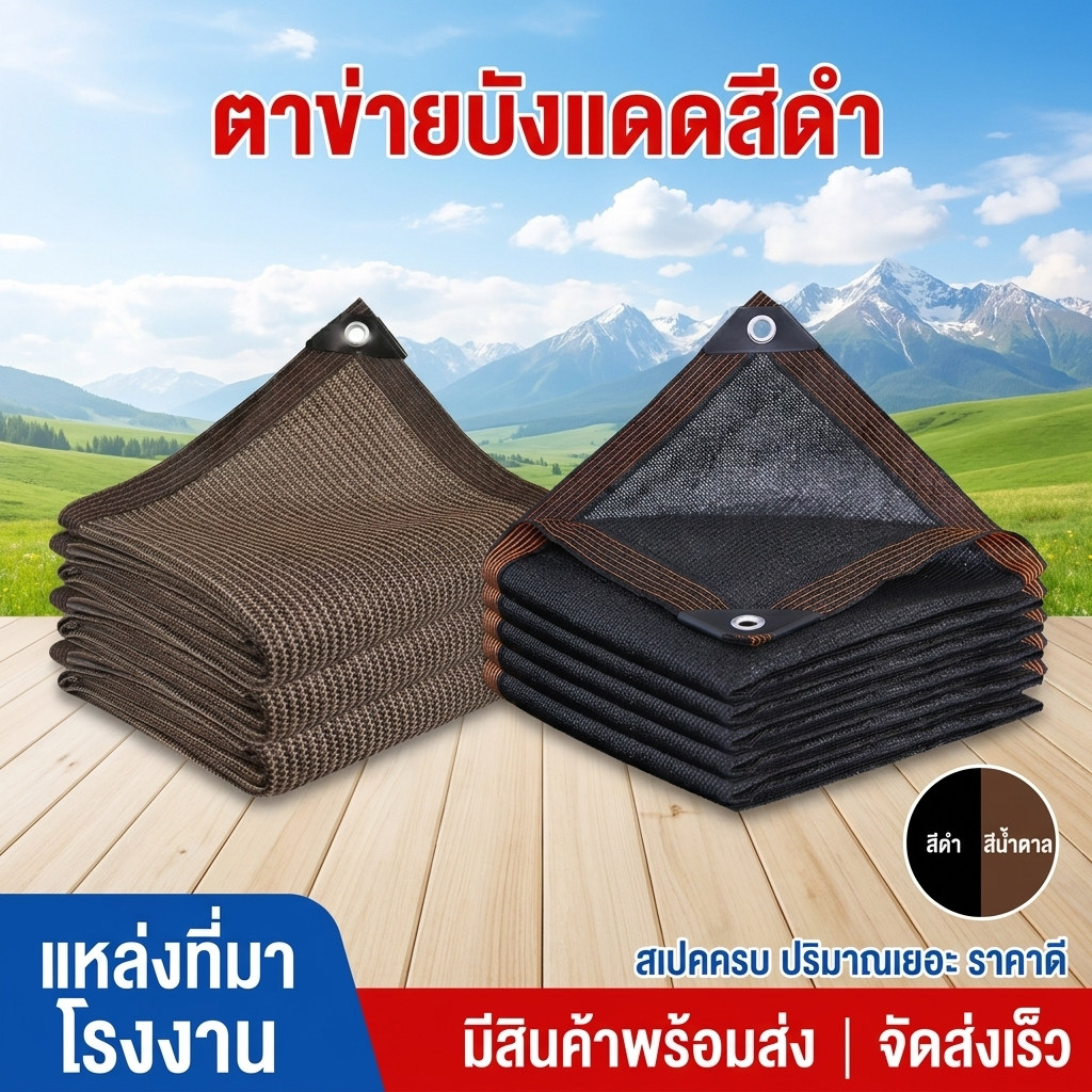 ตาข่ายกันแดด สแลนกรองแสง HDPE ลดร้อน ทนแดดฝน เหมาะสวน โรงรถ ฟาร์ม ขนาด 3×5 3×6 3×8 4×4 4×5 4×6 4×9 5×5 5×8 6×6 6×10 8×10
