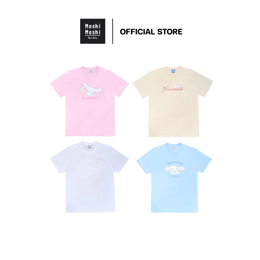 Moshi Moshi เสื้อยืดคอกลม เสื้อยืด ลาย Cinnamoroll ลิขสิทธิ์แท้จากค่าย Sanrio รุ่น 6100007829-7977