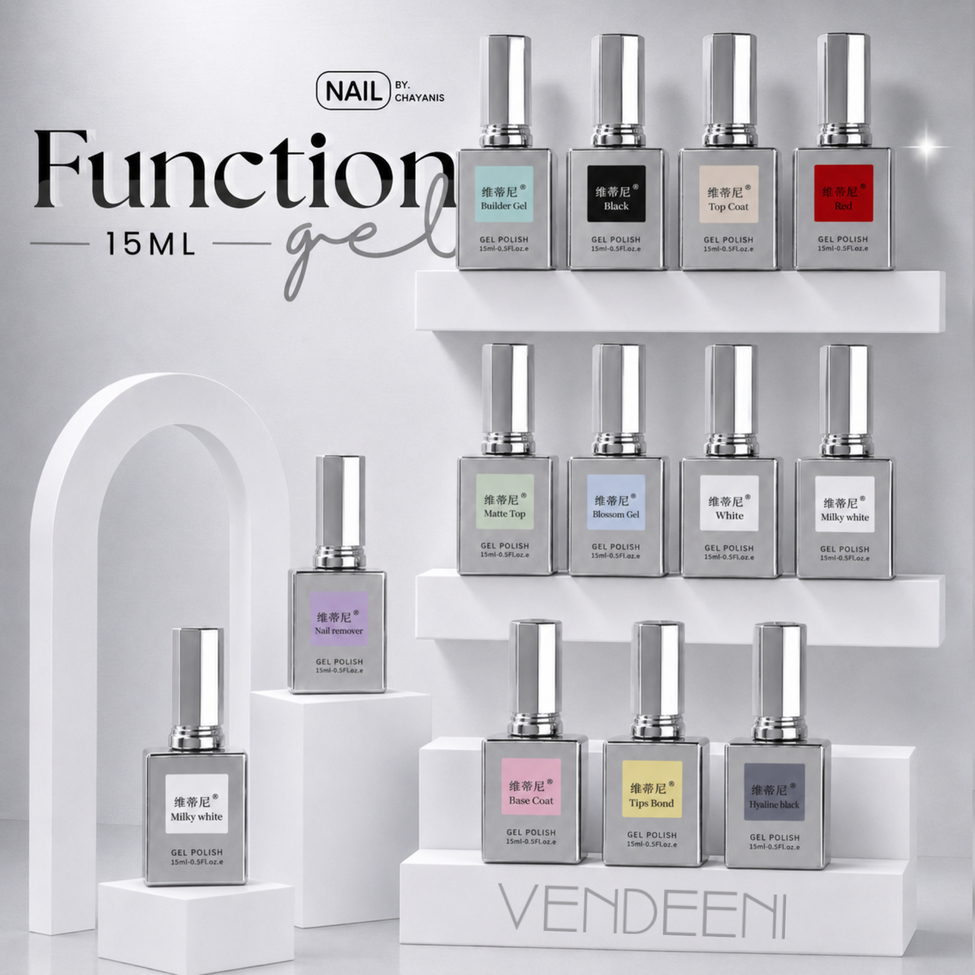 Function Gel Vendeeni แพกเกจใหม่ l เบสโค้ท ท็อปโค้ท เจลติดเล็บ ท็อปแมท บิวเดอร์เตล