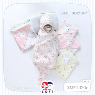 Babyhood ผ้าห่อตัวเด็กแรกเกิด รุ่น Soft ขนาด 30x36 นิ้ว เนื้อผ้านุ่มพิเศษคอตตอน 100%