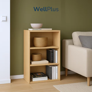 WellPlus ชั้นวางของอเนกประสงค์ ชั้นวางหนังสือ 3 ชั้น ผลิตจากไม้คุณภาพดี โครงสร้างไม้แข็งแรงทนทาน ดีไซน์มินิมอล