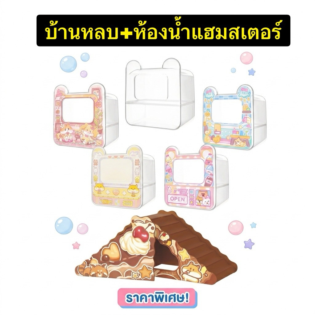 Hamsterthailand ห้องน้ำแฮมสเตอร์ ห้องน้ำ บันได ชั้นลอย บ้านหลบ บ้านหนูแฮมสเตอร์