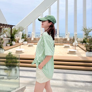 LEGO SHIRT เสื้อเชิ้ตแขนสั้นทรง Oversize ผ้าฝ้ายทอเนื้อนิ่มใส่สบาย แมทช์ง่าย