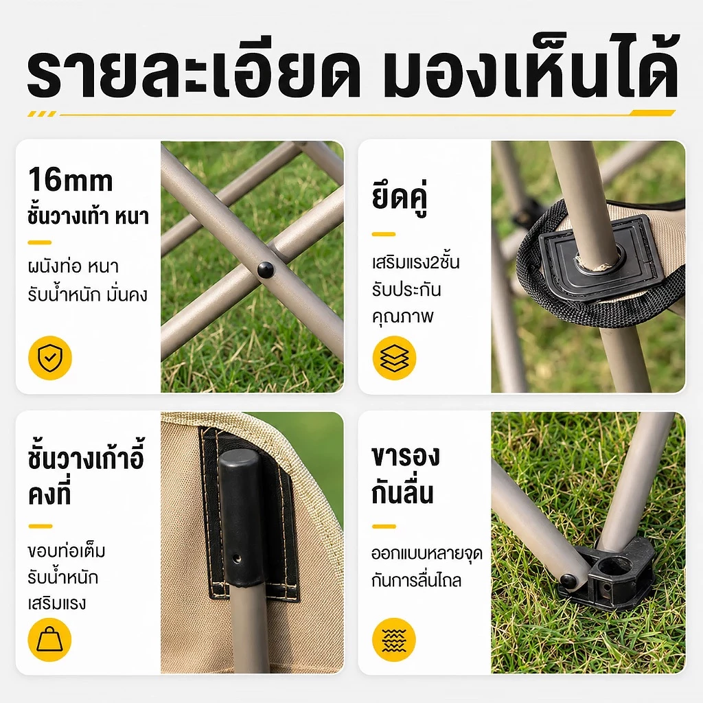 เก้าอี้แคมป์ปิ้ง พนักพิงสูง พับได้ แบบพกพา thumbnail 9