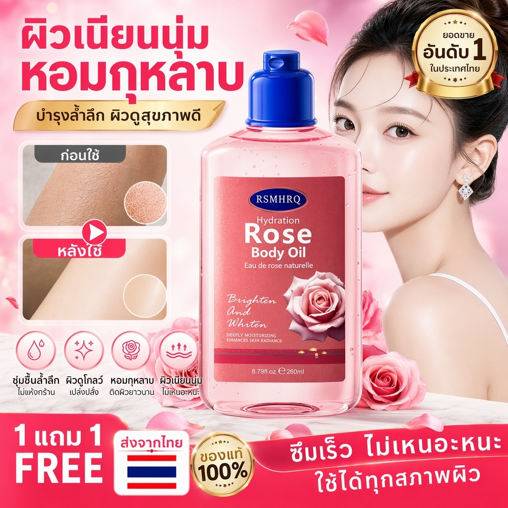 Body Oil เจลออยล์บำรุงผิวร่างกาย 260ml ผิวนุ่มชุ่มชื้น ฉ่ำวาวโกลว ปรับผิวขาวใส