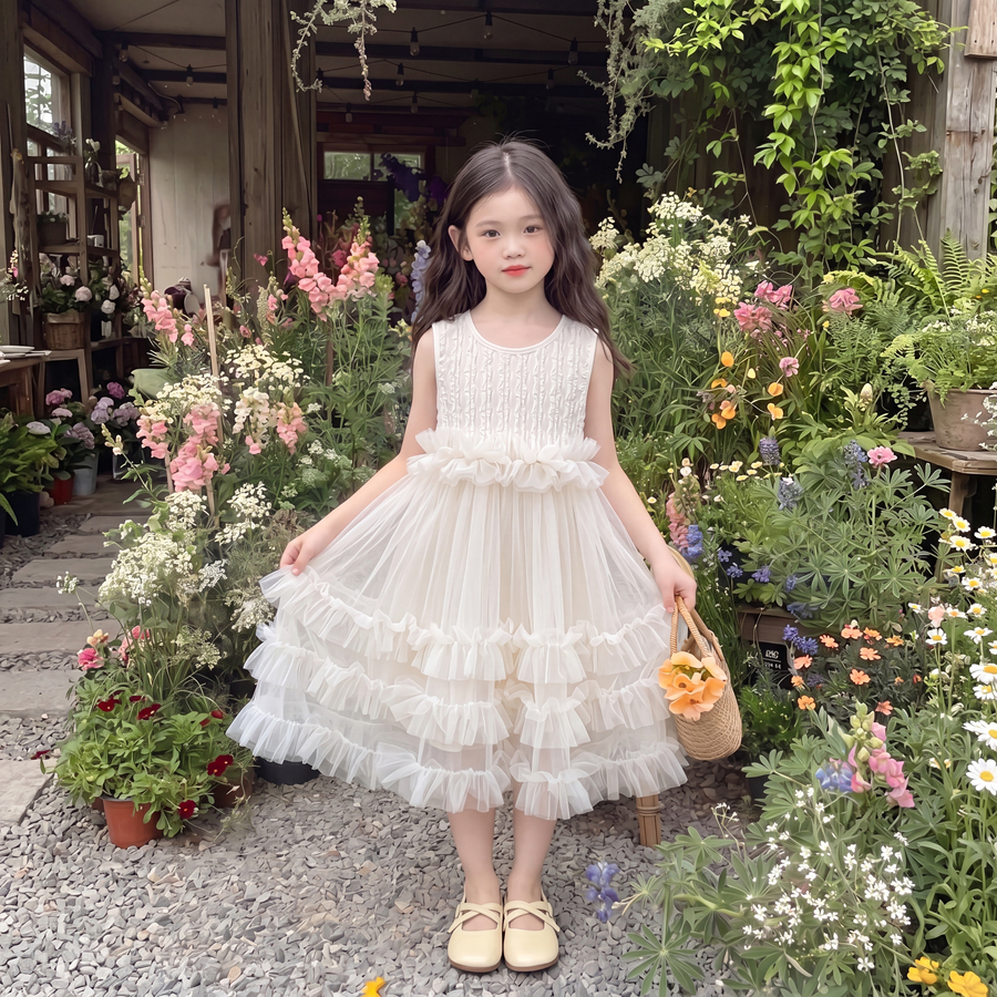 PRINCESS KESLI PRINCESS KESLI ชุดเดรสเด็กผู้หญิง เดรสแขนกุด ชุดราตรีเด็กหญิง โบว์ สไตล์น่ารัก านุ่มใสสบายฯ 2-12 ปี รูปที่ 3