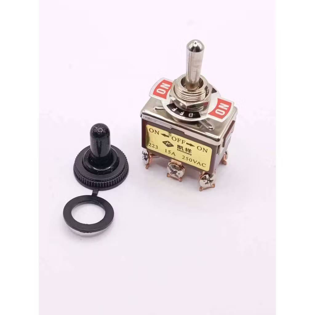 แท้ ทน สวิทช์โยกE-SG-223 6ขา3ทางเด้งกลับ on-off-on 15A 250VAC สวิทช์โยก สวิทช์ก้านโยกแบบขันน็อต พร้อมฝา