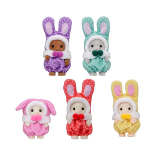 🏠 (สุ่มเอง/ เลือกแบบได้) ตุ๊กตาเบบี้ซิลวาเนียนชุดมาสคอตกระต่าย Colourful Bunny Costume Babies : Sylvanian Rabbit ซองสุ่ม