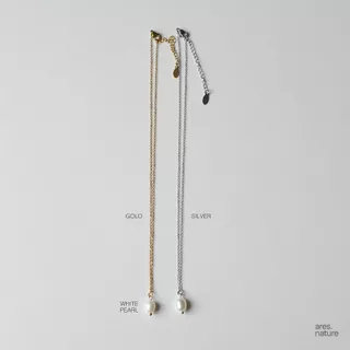 ares.nature - สร้อยไข่มุกแท้ classic pearl สร้อยพร้อมจี้ไข่มุกแท้ (stainless steel)