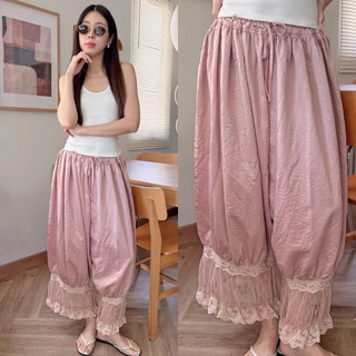 Harem Bohemian x lace pant” กางเกงฮาเรมสไตล์โบฮีเมี่ยน ขากระบอกใหญ่ เอวยางยืดมีเชือกรูด