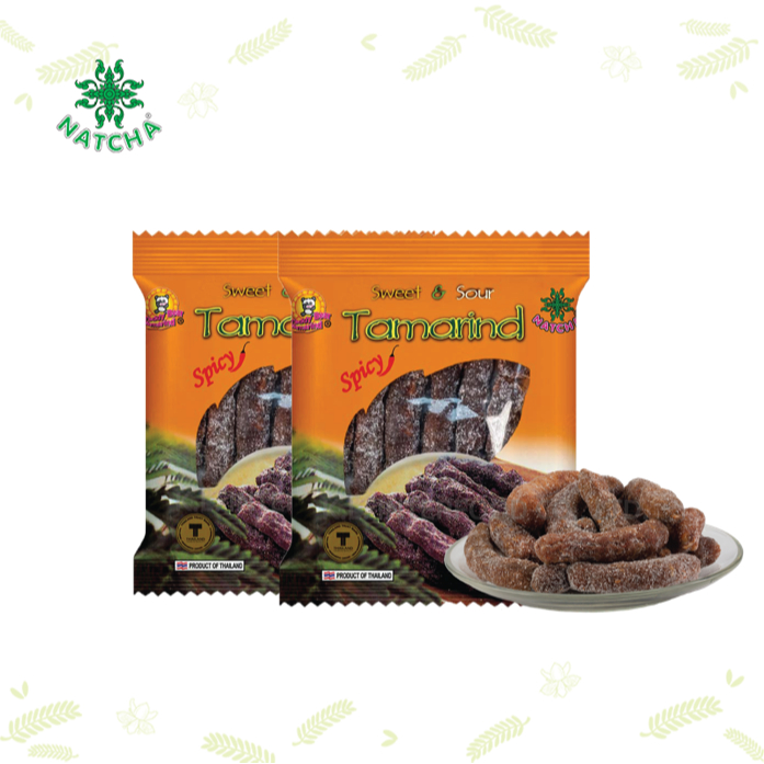 🍀Natcha🍀 มะขามเปรี้ยวหวานคลุก " รสเผ็ด " 150 g. มีเมล็ด [ แพ็ค 2 ซอง ]