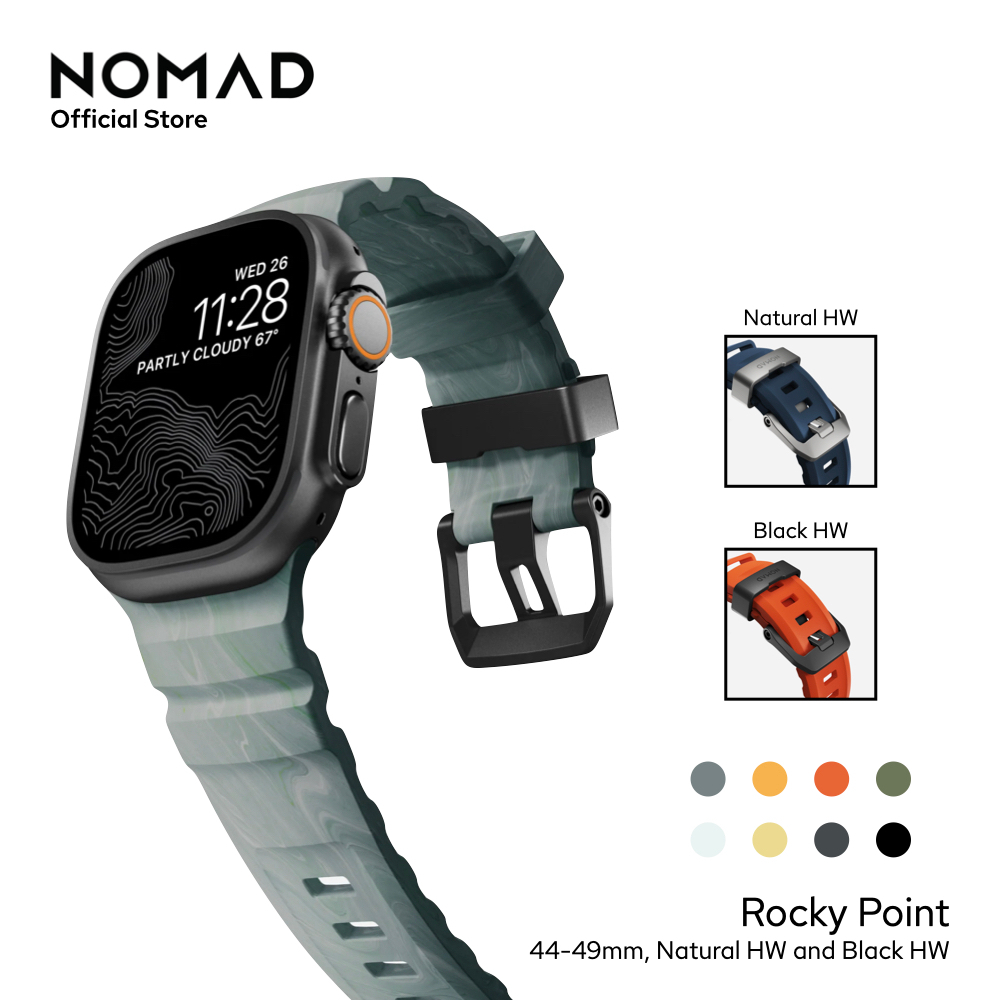 NOMAD สายนาฬิกา Rocky Point Band 44-49mm Natural Black Hardware ใช้สำหรับ Apple Watch