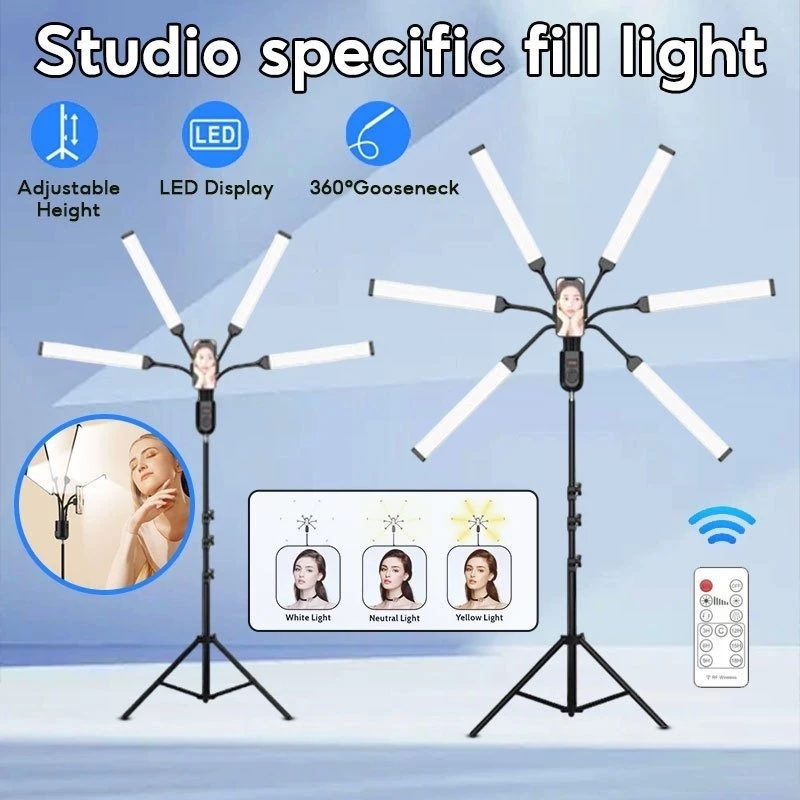 LED Makeup Light Live Streaming 2/4/6 Arm Photography Lamp
