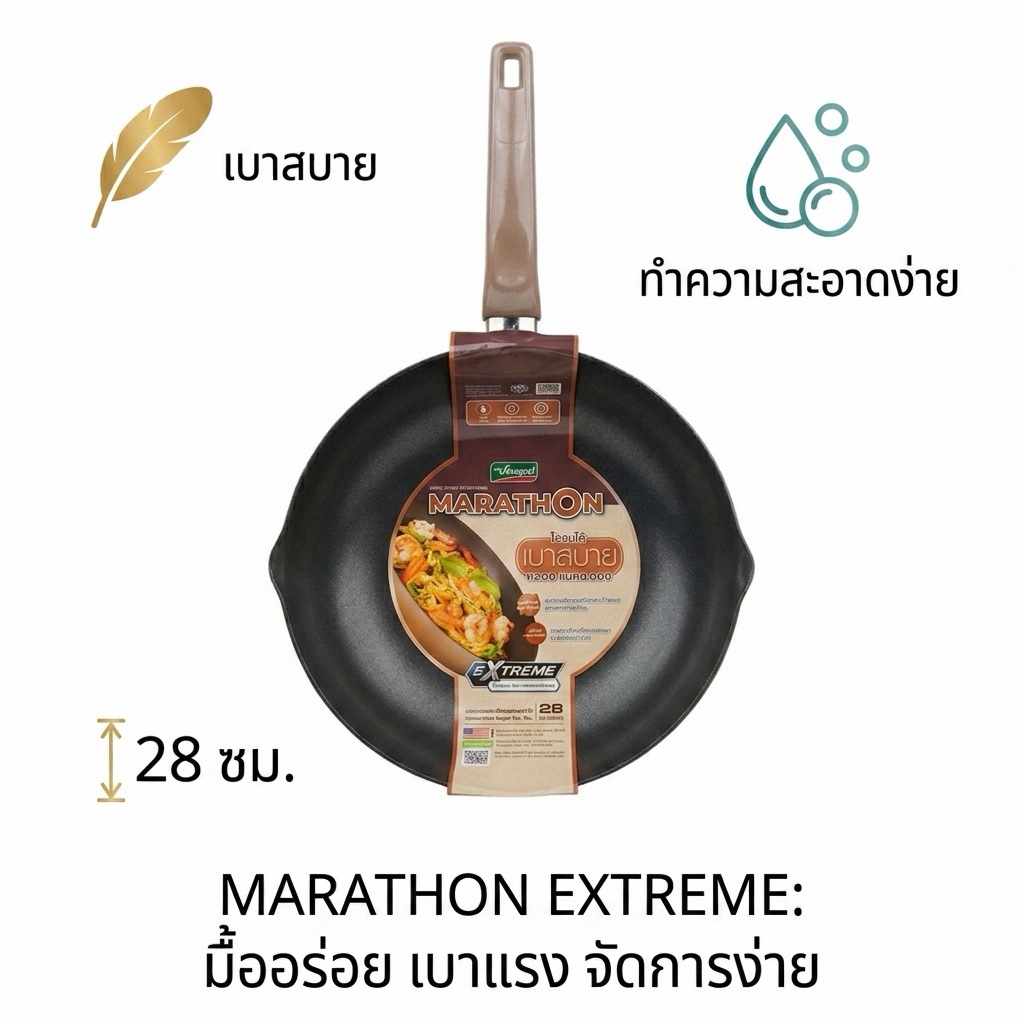🔥จัดส่งเร็ว🔥Seagull SEAGULL กระทะทรงลึกมาราธอน เอ็กซ์ตรีม ขนาด 28 ซม. กระทะนอนสติ๊ก ,กระทะทรงลึก 20 ซม. GLADIATOR PRO