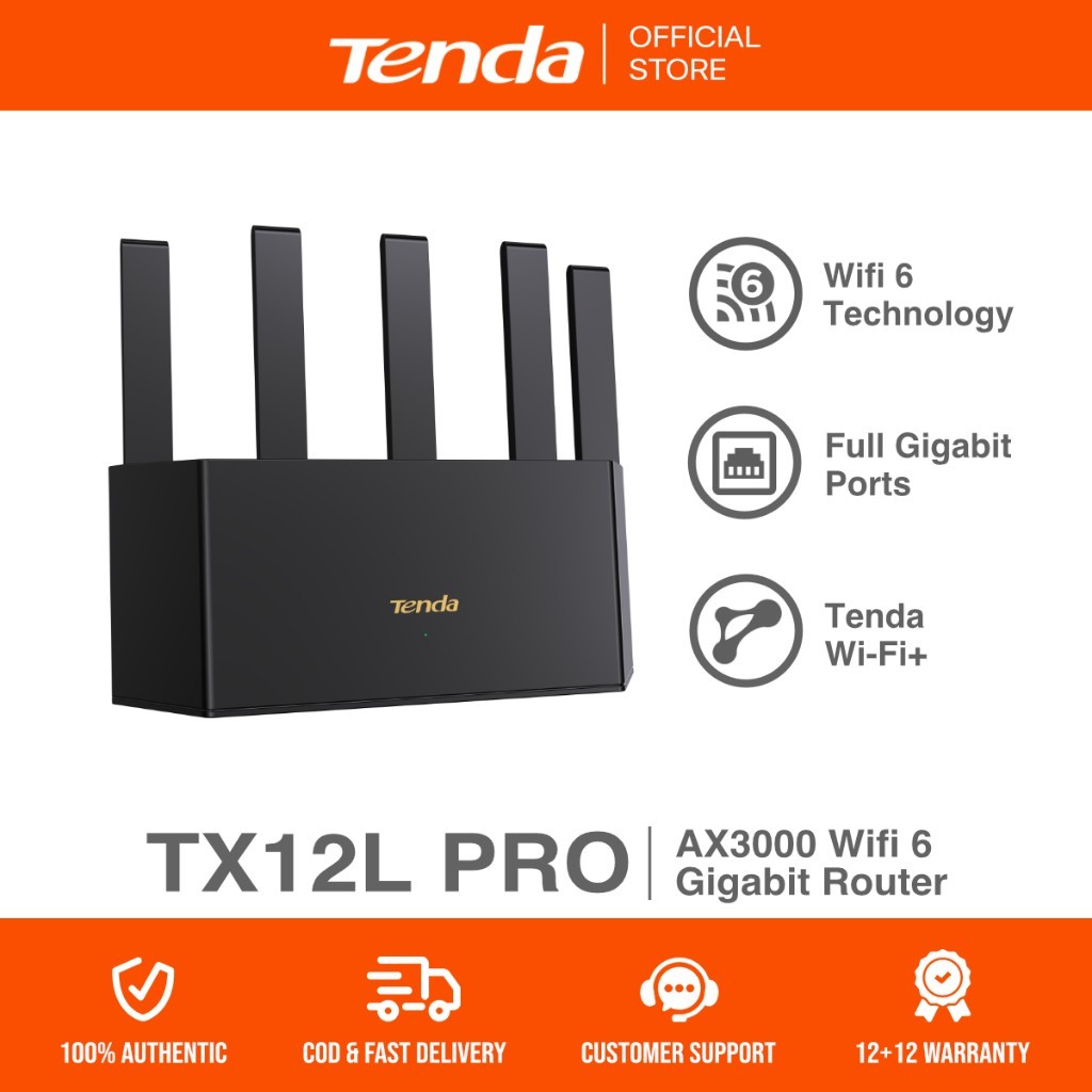 TENDA รุ่น TX12L TX2L Pro AX3000 TE6L BE5100 Dual Band Gigabit Wi-Fi 6 Router รองรับเทคโนโลยี Wi-Fi 