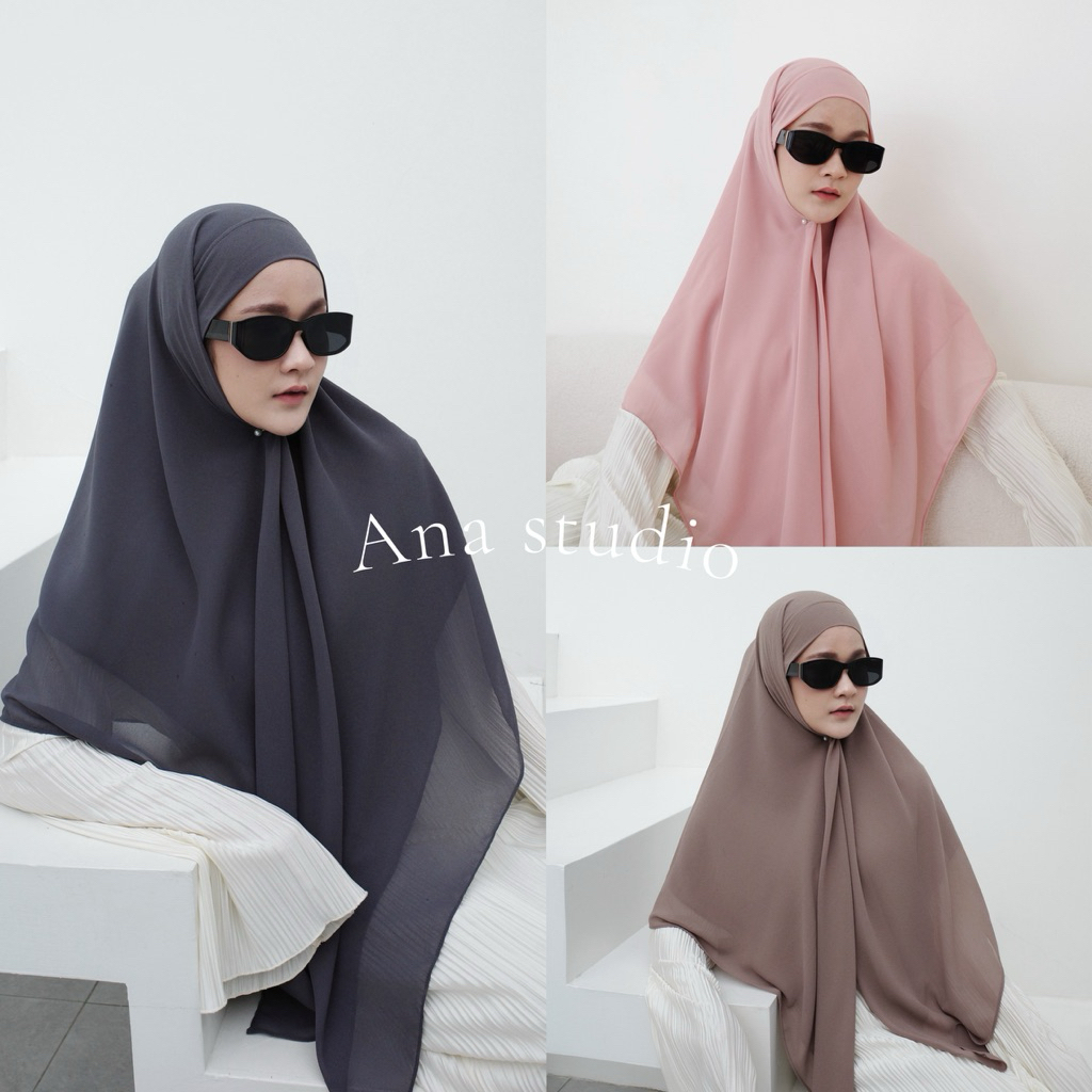 H03  -hijab ana ผ้าคลุมชีฟองผูกหลังหน้าตุรกีขนาด 125*125