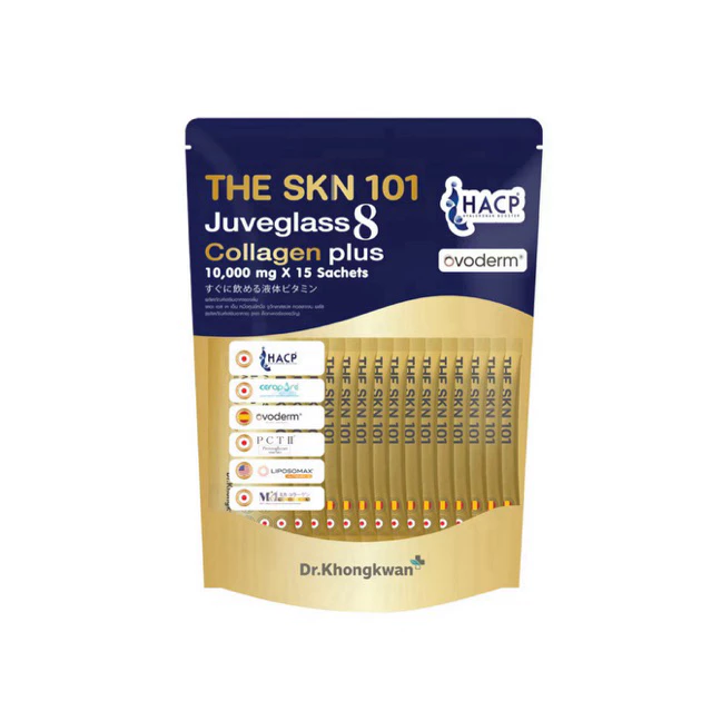 The SKN 101 Juveglass8 Collagen Plus เดอะ เอส เค เอ็น หนึ่ง ศูนย์ หนึ่ง คอลลาเจนพลัส ดร.ของขวัญ 1 ห่อ 15 ซอง