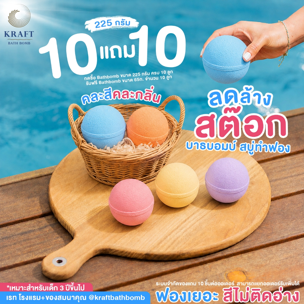 [ลดล้างสต๊อก] บาธบอมบ์ขนาด 225g (คละสี/คละกลิ่น)