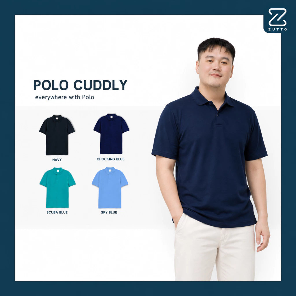 ZUTTO เสื้อโปโลพรางพุง รุ่น Cuddly ไซส์ใหญ่ ผ้า Drytech เสื้อผ้าคนอ้วน เนื้อผ้าหนานุ่ม ระบายอากาศได้ดี ซับเหงื่อดีแห้งไว
