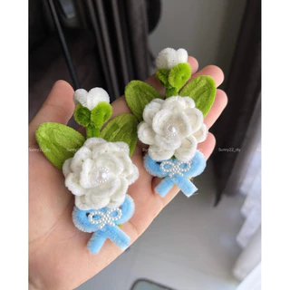 เข็มกลัดดอกมะลิวันแม่ลวดกำมะหยี่DIY