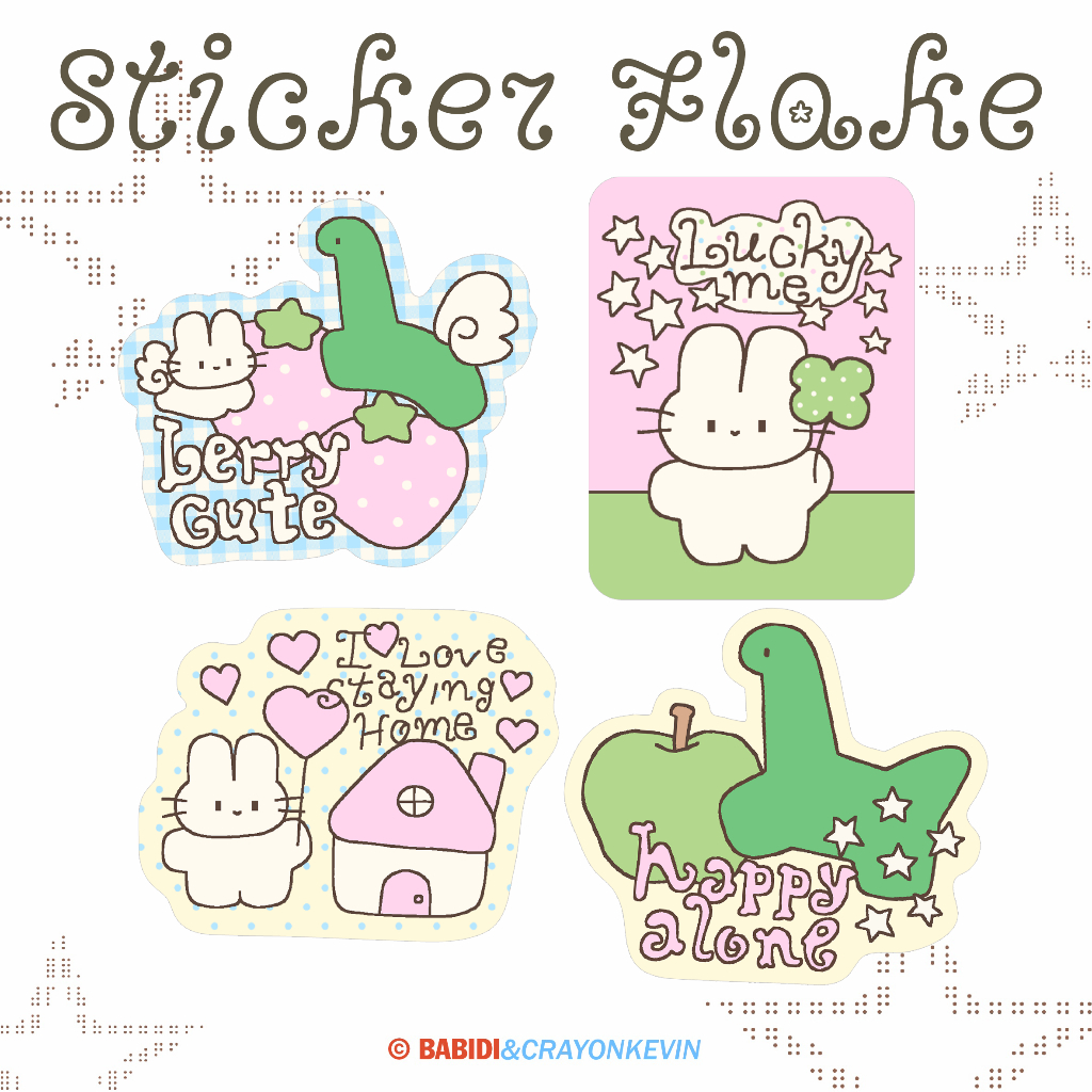 (Sticker Flake) Babidi & Kevin (Text) สติกเกอร์ไดคัทแยกชิ้น เนื้อ PVC