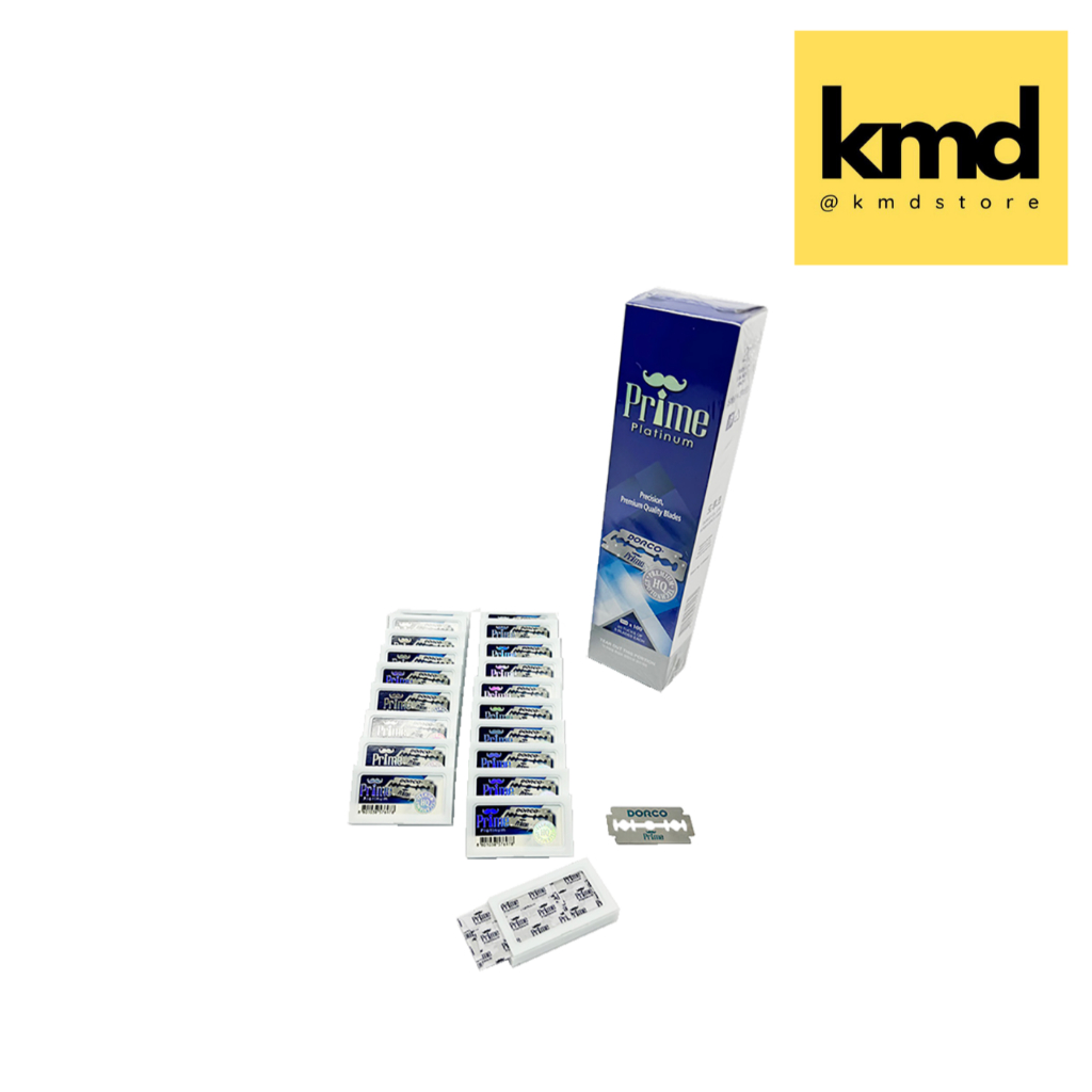 มีดโกน 2 คม ใช้กันคิ้ว โกนหนวด กันผม Prime Platinum DORCO กล่องบรรจุ 100 ใบมีด (20 กล่องเล็ก x5)