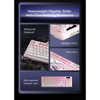 【สินค้าจุด】FURYCUBE IP98 Pro คีย์บอร์ดเกมมิ่งแบบไร้สาย ขนาด 98% ระบบเมมเบรน กันน้ำ พร้อมไฟ RGB-สีชมพูพีชหมอก