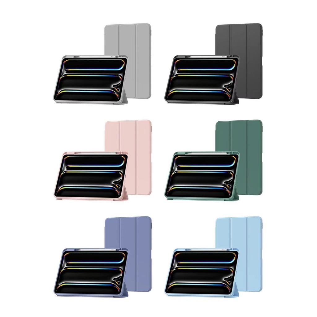 เคสไอแพด ฝา3พับหลังใส งานอะคริลิค สำหรับรุ่น Air6 11"2024 Air4 Air5 Air1/2 Gen5/6 Gen789 Gen10 10.9 pro11 2024 pro13