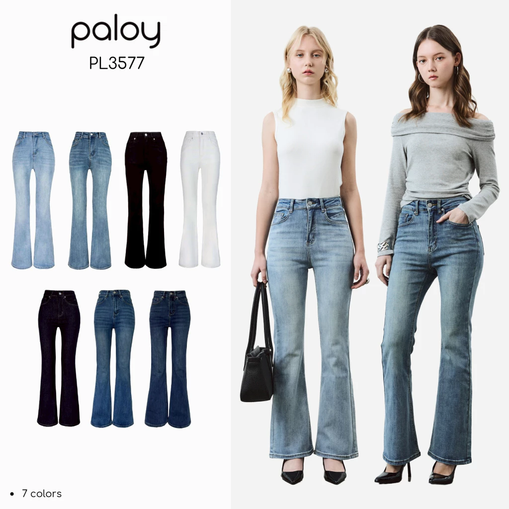 [Best Seller] Paloy - PL3577 กางเกงยีนส์ขาม้า ผ้ายืดใส่สบาย