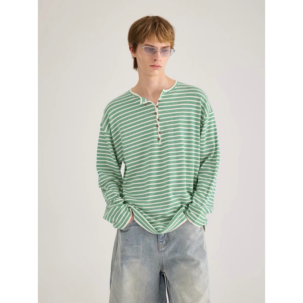 Weekend Stripe Henley เสื้อแขนยาวลายริ้วhenley