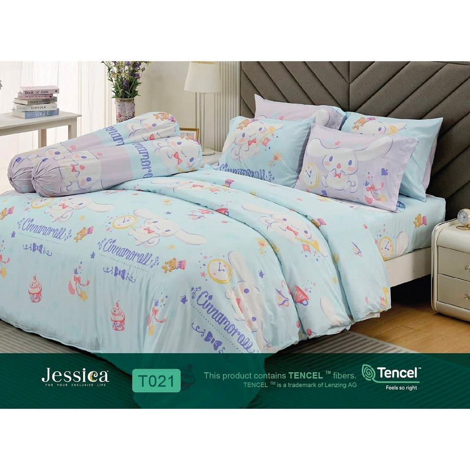 T021 Jessica Tencel ทอ 500 เส้น ชุดผ้าปูที่นอน 6 ฟุต รวมผ้าห่ม ยี่ห้อ เจสสิก้า รุ่น Tencel