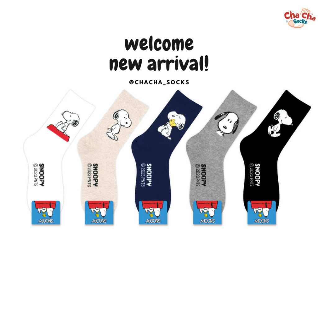Chacha socks - ถุงเท้าข้อยาว Basic Snoopy Socks แบรนด์ kikiya นำเข้าจากเกาหลี