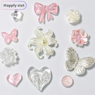 Happystep J✨🌷🦋รวมงานอะคริลิค วับวาว น่ารักสดใส ดอกไม้ ไข่มุก ผีเสื้อ งานเพรช *เฉพาะตัวติดรองเท้า,พร้อมส่งจากไทย,มาแรง