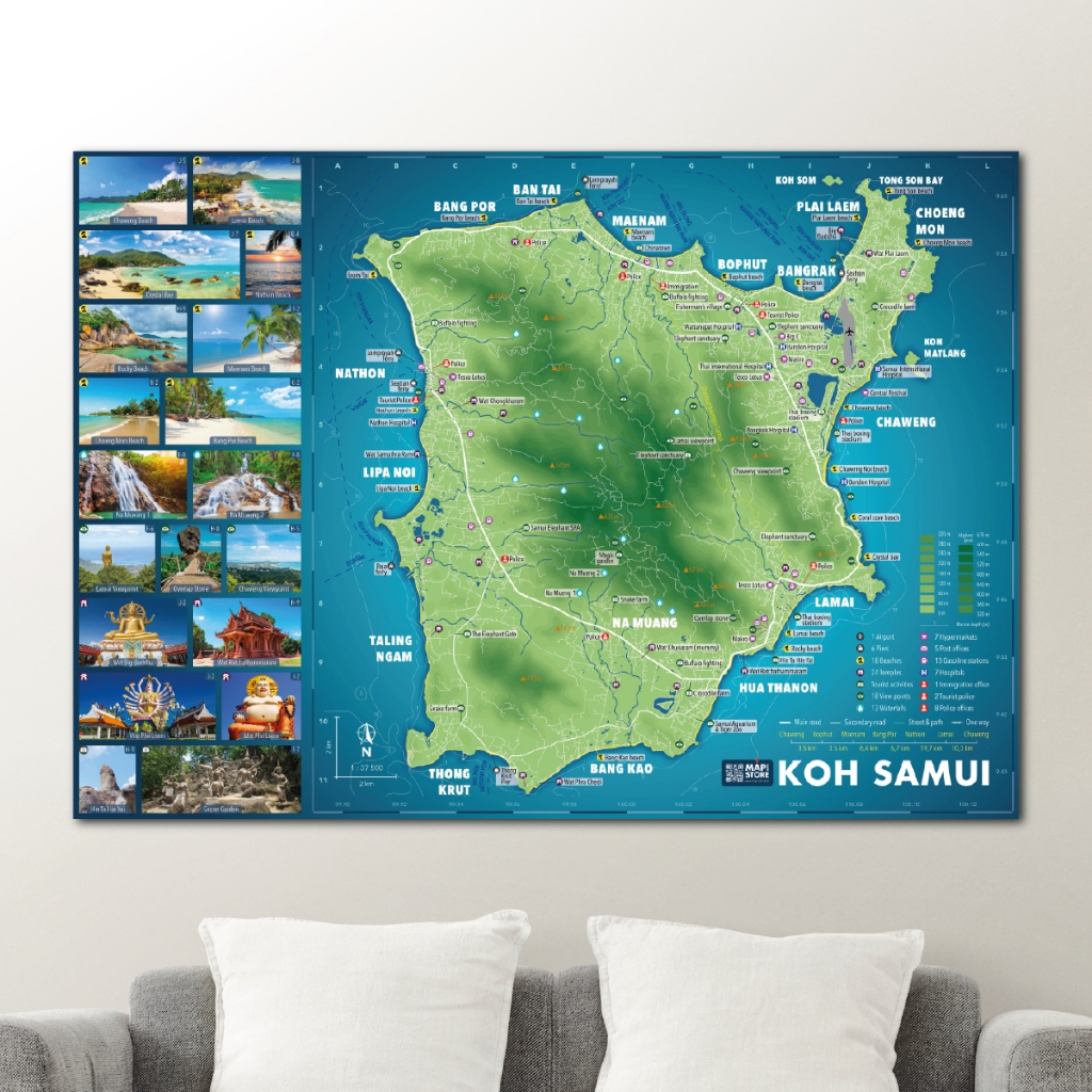 Samui Map Poster A1 | Koh Samui Island Travel Poster
