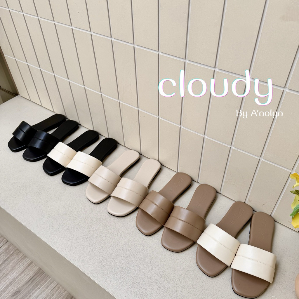 A’nolyn รุ่น cloudy รองเท้าแตะสวมหนังหนานุ่มฟู ใส่สบายเท้า ดีไซน์เรียบง่าย เหมาะสำหรับทุกโอกาส