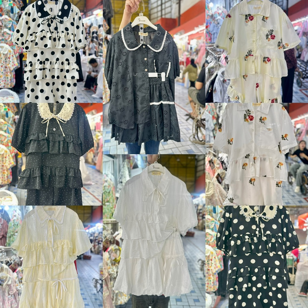 ชุดเซ็ตผ้าpoppyลาย สวยๆน่ารัก  ขอเชิ้ตแขนยาวขาสั้น ใส่ได้ตลอด  ฟรีไซส์ เสื้ออก38-48ยาว 27💥กางเกงเอว28-44 สะโพก38-50ยาว18