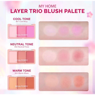 (พร้อมส่ง/ของแท้) BEAUTERRY X HOMELESS MAKEUP MY HOME LAYER TRIO BLUSH PALETTE