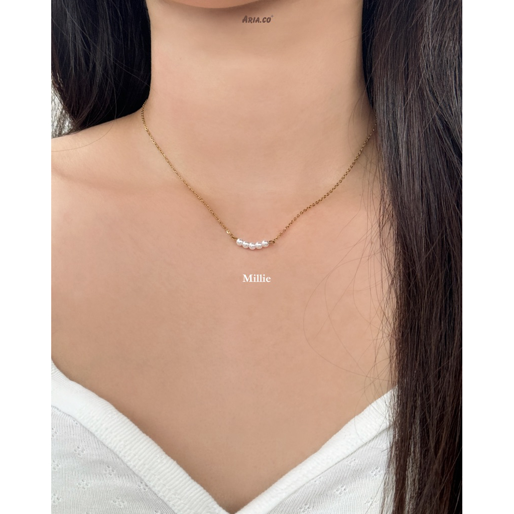 Millie Necklace -Stainless steel ไม่ลอกไม่ดำ ปรับความยาวได้ | Aria.co