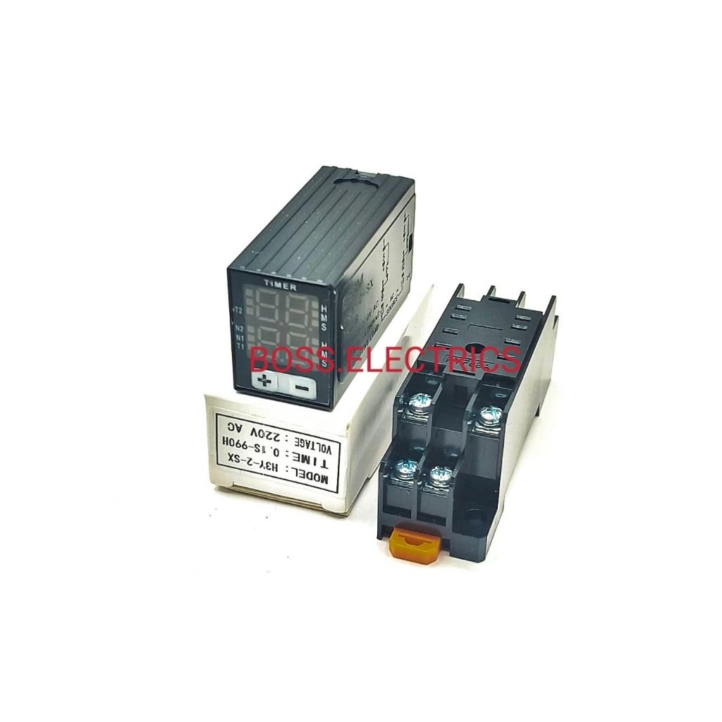 1ชุด  พร้อมฐานH3Y-2 H3Y-2-SX 0.1S -99H  DIGITAL Delay Timer Relay /Loop Timer ทามเมอร์ดิจิตอล 2NO 2N
