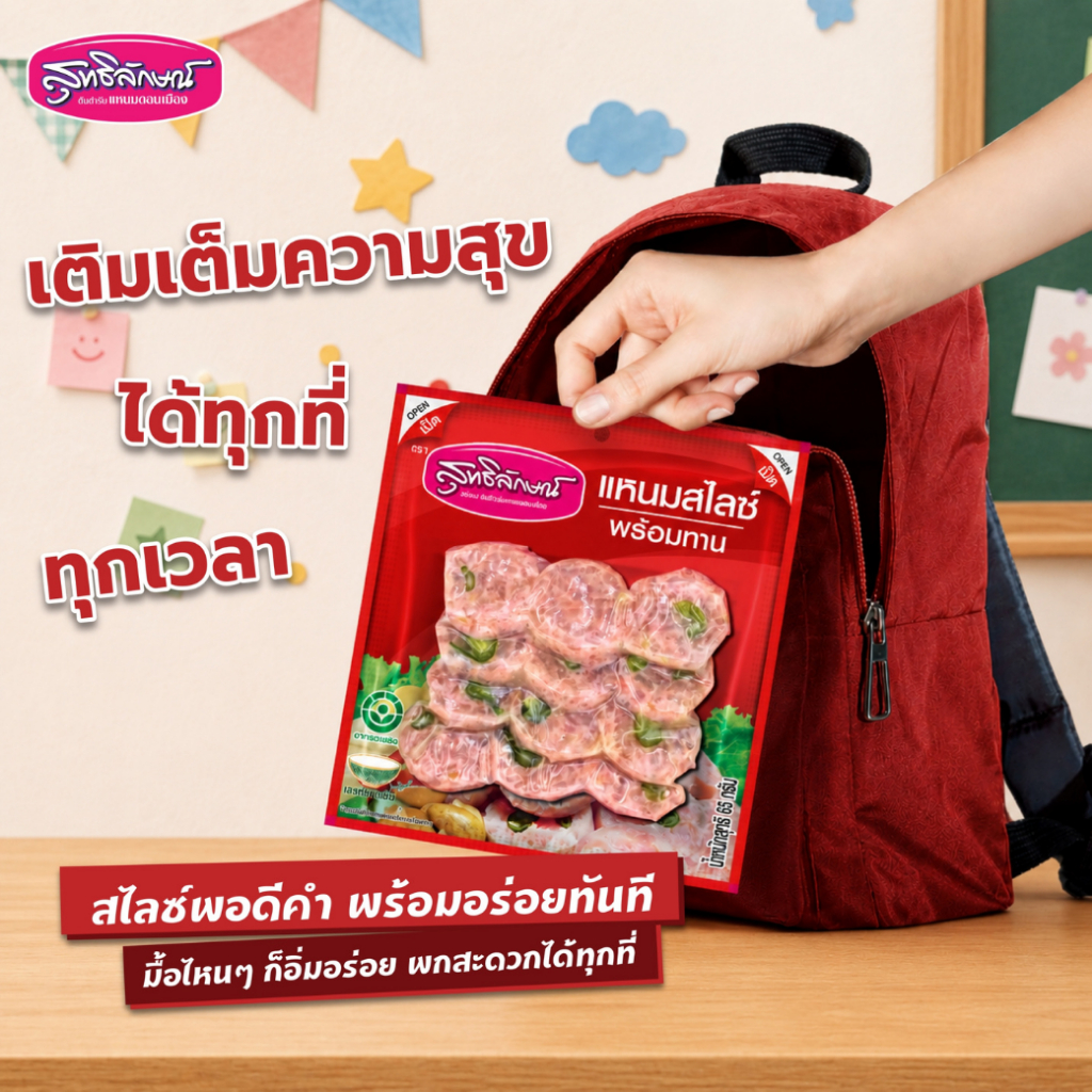 [5ถุง] แหนมสไลด์พร้อมทาน 65 กรัม ตราสุทธิลักษณ์