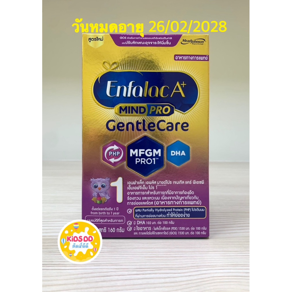 นมผง Enfalac A+ Mindpro GentleCare สูตร 1 แบบกล่อง 160 กรัม