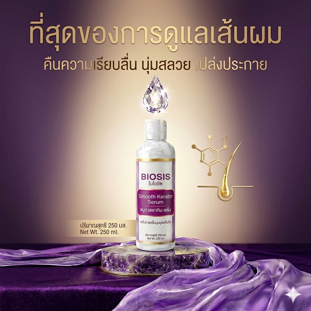 BIOSIS ไบโอซิสเคราตินเซรั่ม ฟื้นฟูผมแห้งเสีย อาหารบำรุงผม แฮร์เซรั่ม