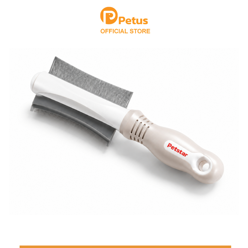 Petus หวีสัตว์เลี้ยง แปรงหวีขนสัตว์เลี้ยง Pet Grooming Comb พร้อมดีไซน์โค้งรับสรีระ  จับถนัดมือ ใช้งานสะดวก