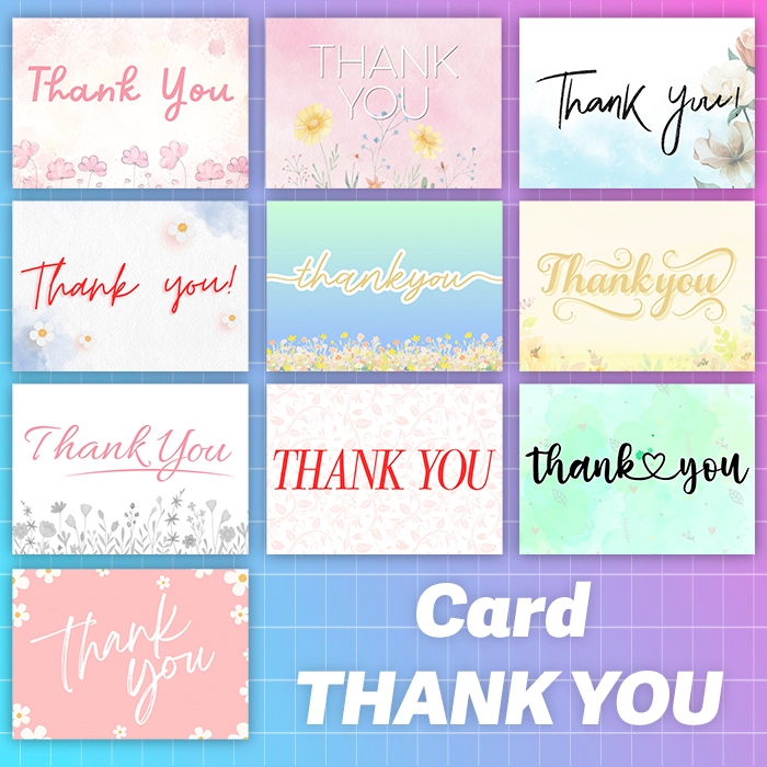 THANK YOU CARD การ์ดขอบคุณ สำหรับร้านค้า แทนคำขอบคุณ  (แพ็ค10ใบ / 1ชุด)