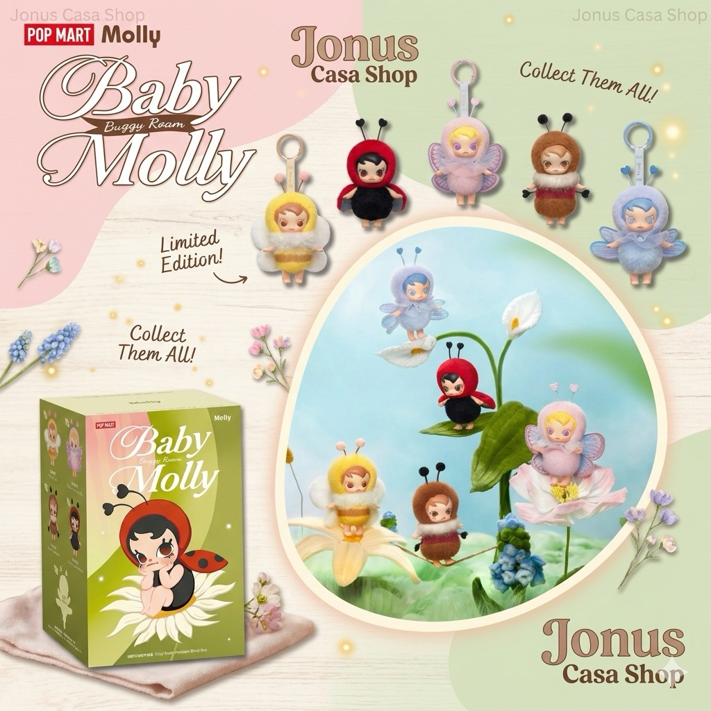 (ใช้Codeลดได้)พร้อมส่งด่วน/ส่งทันที🚛🔥 พวงกุญแจBaby molly แมลง Buggy Roam Series-แบบสุ่ม/เช็คการ์ด