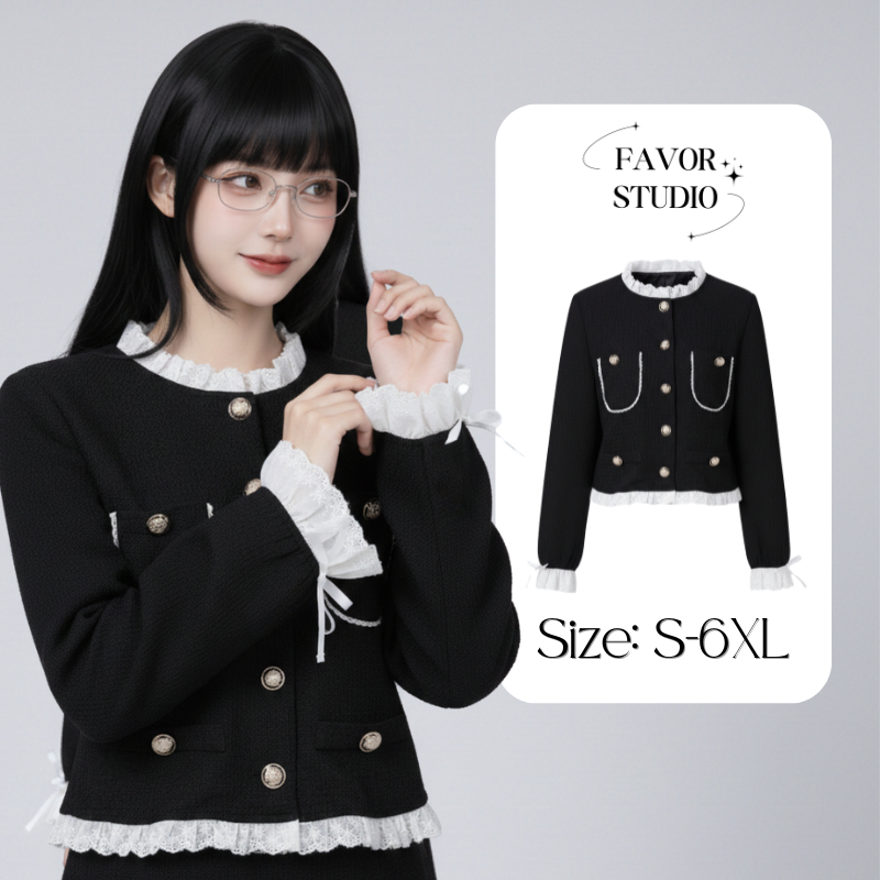 ❣️【S-6XL】เสื้อทวีทลูกไม้สไตล์ลูกคุณหนูเกาหลี ดีไซน์คอระบายลูกไม้ แต่งโบว์จิ๋วที่ปลายแขนละมุน พร้อมส่งในไทย เสื้อสาวอวบ🌼