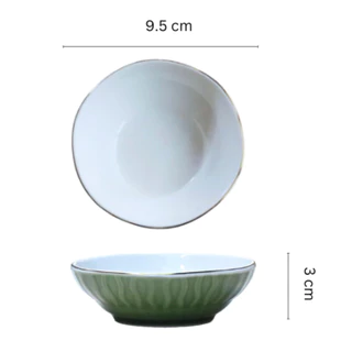 ถ้วยน้ำจิ้ม ถ้วยเซรามิค 4นิ้ว 9.5cm ขอบทอง ใส่ซอส เครื่องปรุงรส อาหาร เครื่องเคียงต่าง สีฟ้า สีเขียว