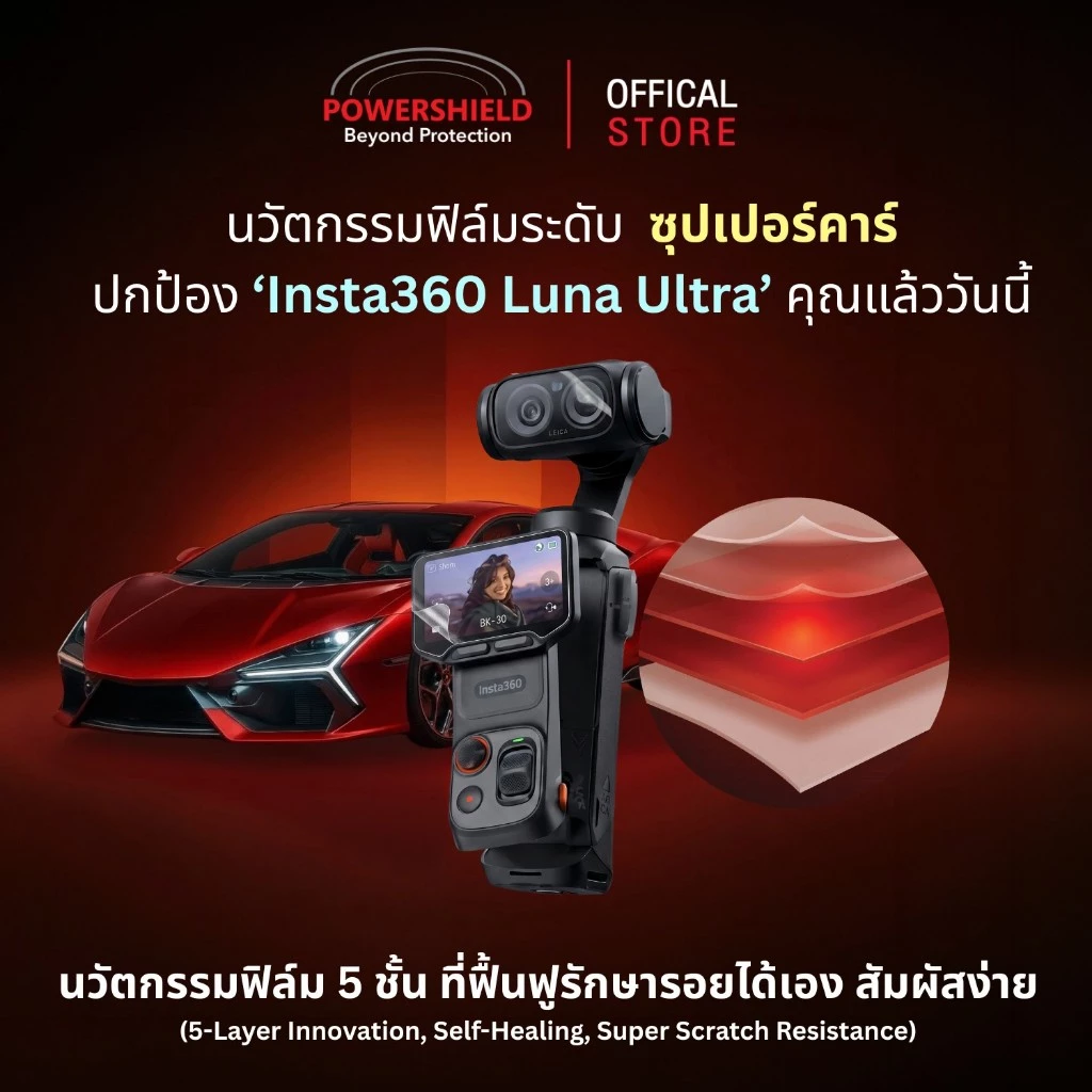 ส่งด่วน ฟิล์มกันรอย Insta360 Luna Ultra จาก POWERSHIELD ฟิล์มจอ ฟิล์มเลนส์ กล้อง thumbnail 5